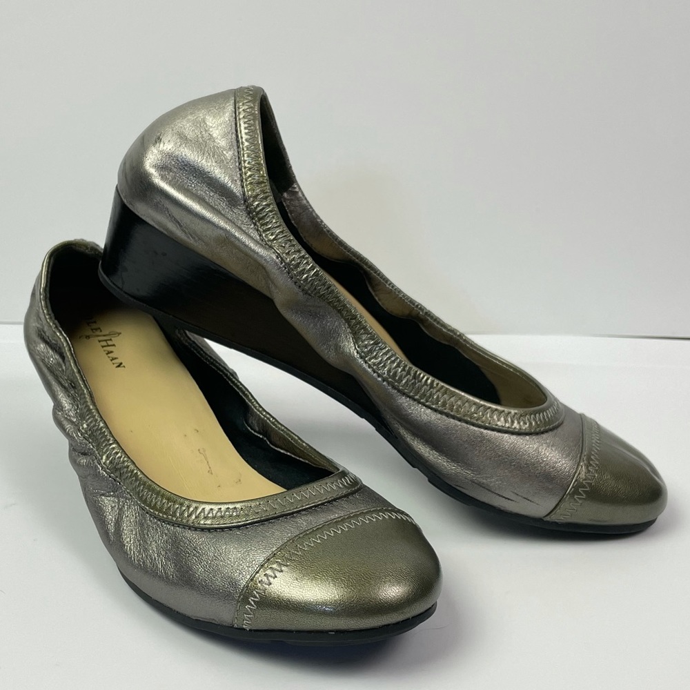 Cole Haan Nike Air pewter leather round toe wedge